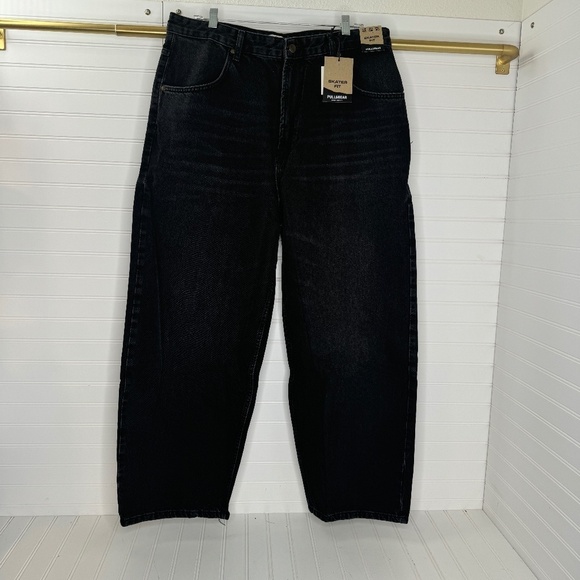 NWT Pull& Bear Black Skate Jeans 36W - Picture 1 of 10